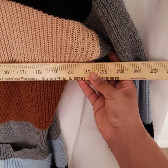 Ecowish Multicolor Colorblock Striped Long Knitted Cardigan Sweater Size L - Picture 2 of 14